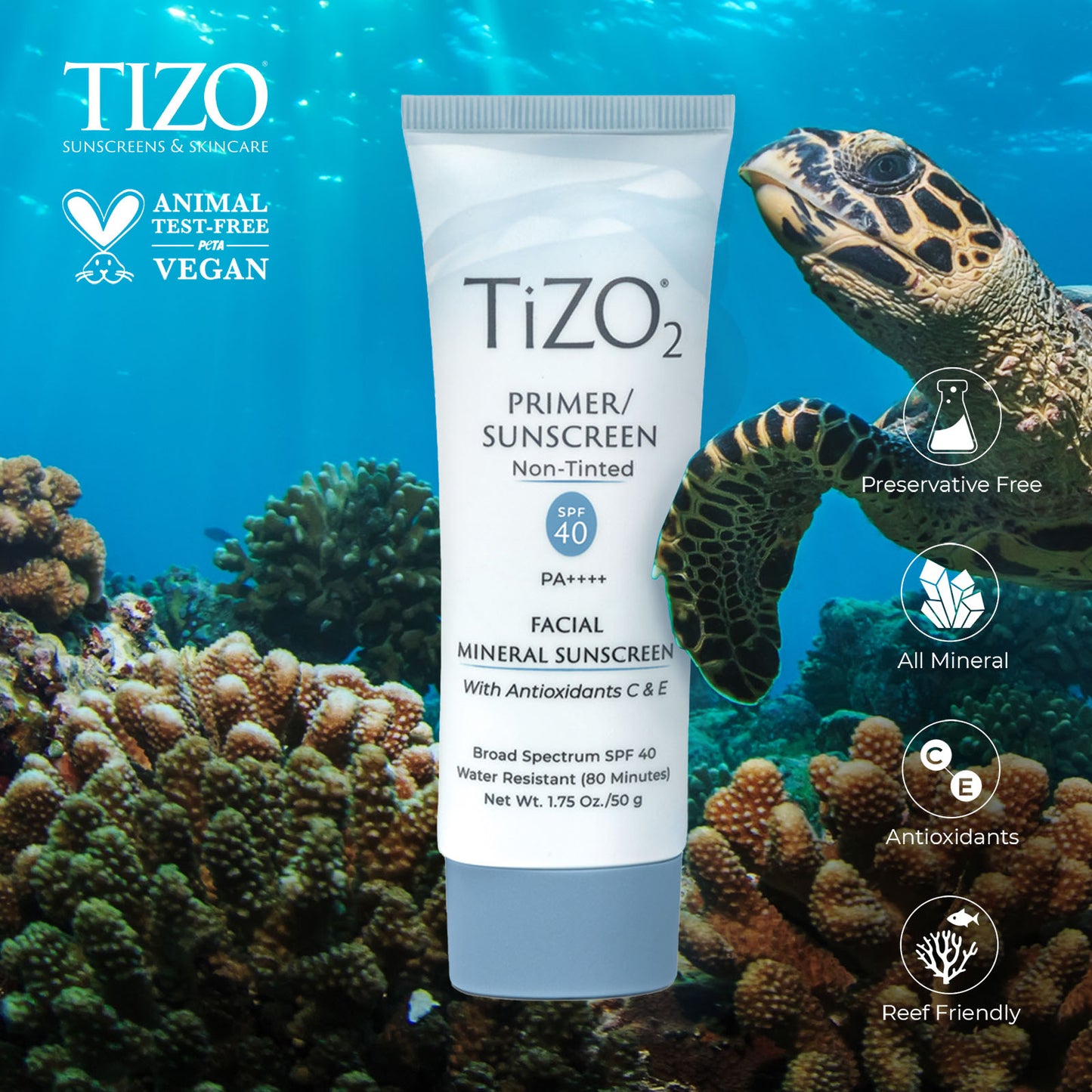 TiZO: TiZO2 Facial Primer Non- Tinted Sunscreen SPF 40